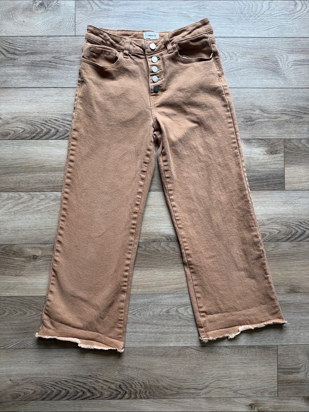 Women’s Cropped High-Rise Wide-Leg Jeans in Camel